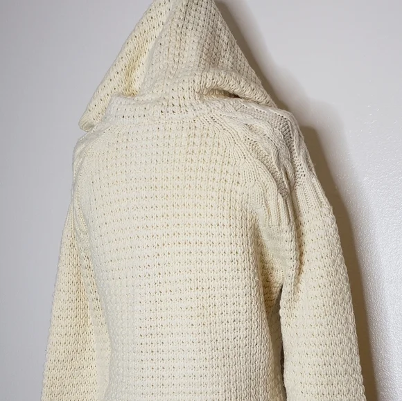Old Navy Angora Wool Rabbit Cream Sweater Hoodie Textured Tight Knit Comfy Rare